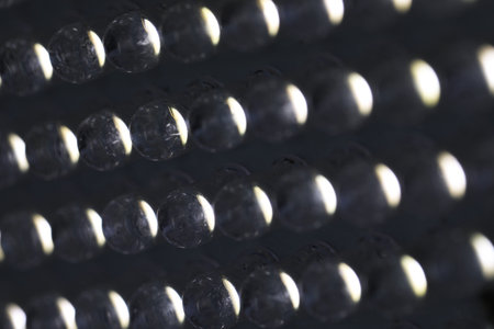 Modern illuminated LED lamp as background, closeupの写真素材