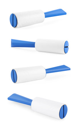 Lint roller for cleaning clothes isolated on white, setの写真素材