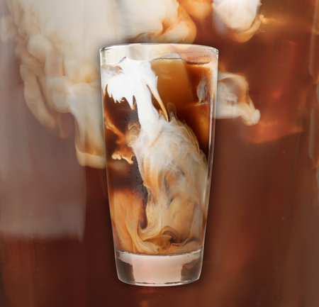 Tasty coffee drink with ice and milk, posterの写真素材