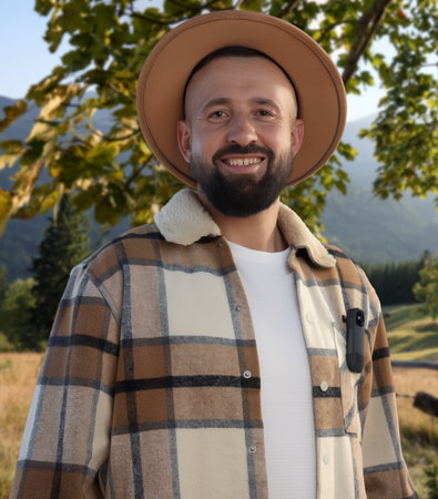 Man in natureの写真素材