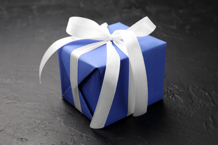 Beautiful gift box on black background, closeupの写真素材