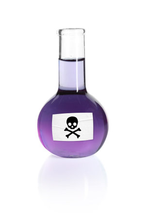 Laboratory glassware with labelの写真素材