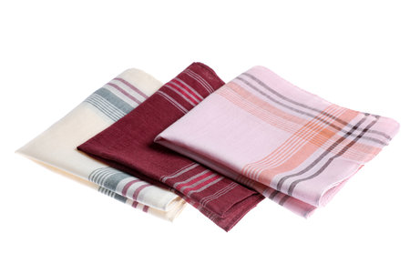 Different handkerchiefs isolated on white. Stylish accessory