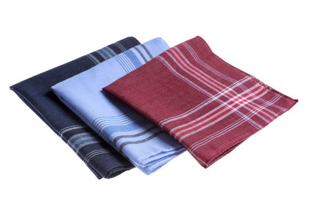 Different handkerchiefs isolated on white. Stylish accessory