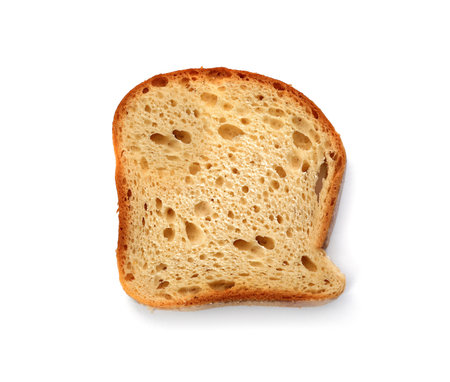 Browned toast bread slice isolated on white