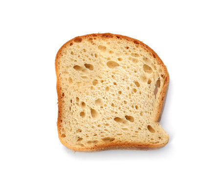 Browned toast bread slice isolated on white