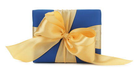 One beautiful gift box isolated on whiteの写真素材