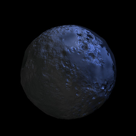 Celestial body with textured surface in space