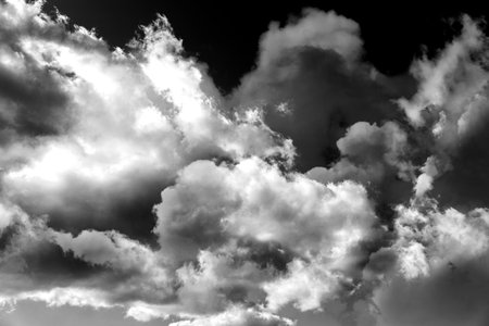 Sky with clouds. Black and white toning