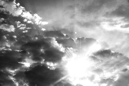Sky with clouds. Black and white toningの写真素材