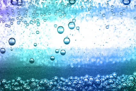 Many bubbles, view through clear glass. Closeup