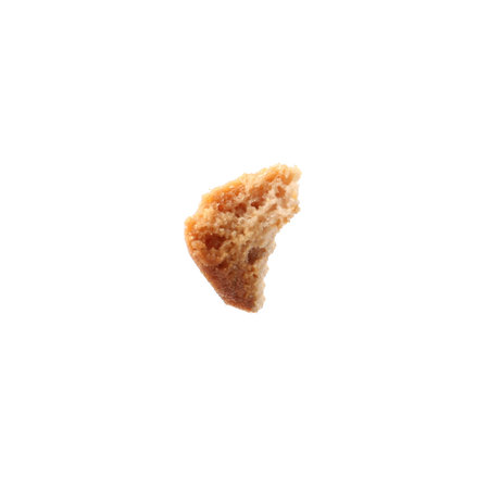Piece of delicious chocolate chip cookie isolated on whiteの写真素材