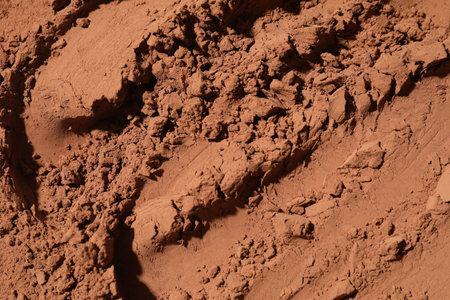 Natural cocoa powder as background, top viewの写真素材