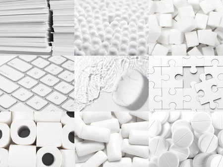 Collage with photos in trendy shadeの写真素材