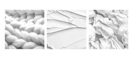 Collage with photos in trendy shade on white backgroundの写真素材