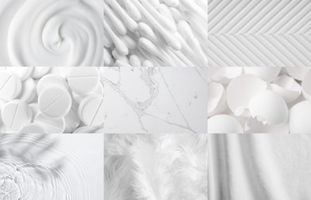 Collage with photos in trendy shadeの写真素材