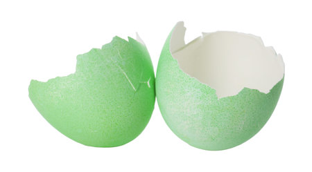 Cracked painted Easter egg isolated on white