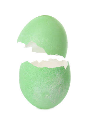 Cracked painted Easter egg isolated on white