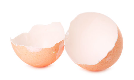 Happy Easter. Cracked egg isolated on white