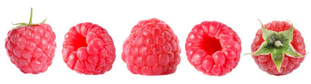 Fresh ripe raspberries isolated on white, set