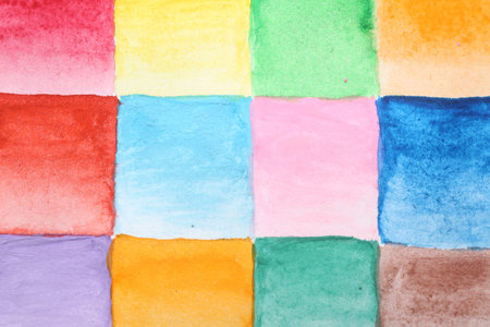 Painted watercolor samples as background, top viewの写真素材