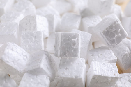 Pile of styrofoam cubes as background, closeupの写真素材
