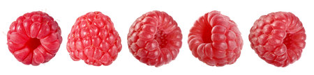 Fresh ripe raspberries isolated on white, set