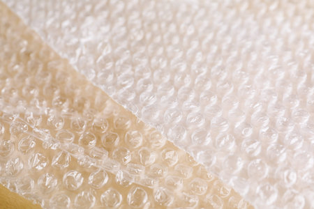 Transparent bubble wrap as background, closeup view