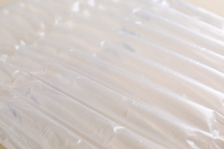 Air buffer packaging as background, closeup viewの写真素材