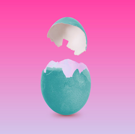 Easter egg shell on color gradient background