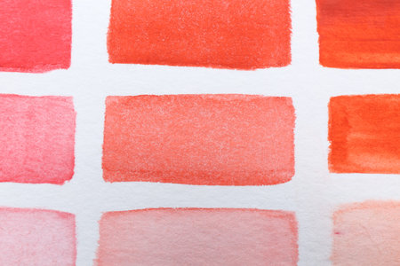 Painted watercolor samples on canvas, top viewの写真素材