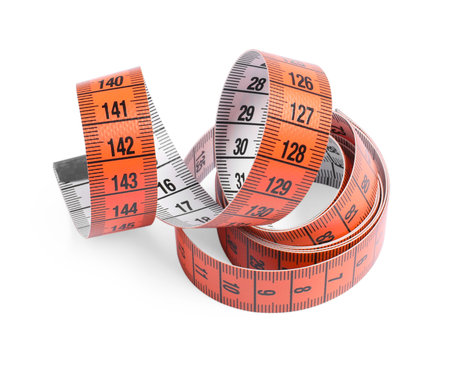 One color measuring tape isolated on white
