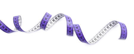 One measuring tape isolated on white, top view