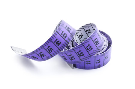 One flexible measuring tape isolated on white