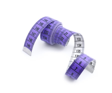 One flexible measuring tape isolated on white