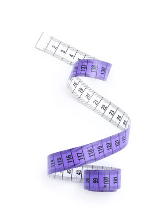 One measuring tape isolated on white, top view