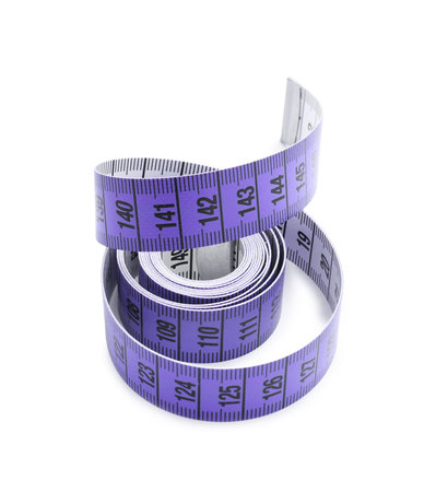 One flexible measuring tape isolated on white
