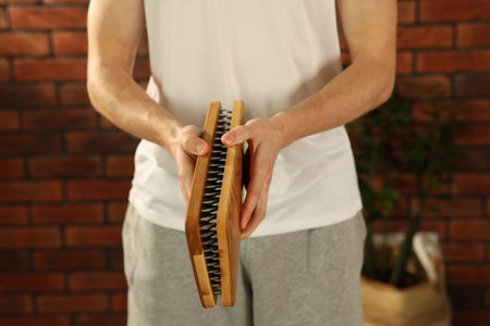 Man at home, closeup