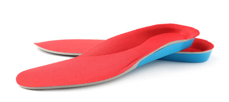 Pair of orthopedic insoles isolated on white