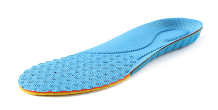 One blue orthopedic insole isolated on white