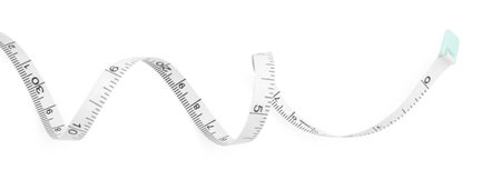 One color measuring tape isolated on white, top view