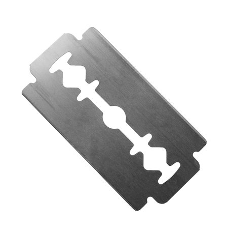 One sharp stainless steel blade on white background