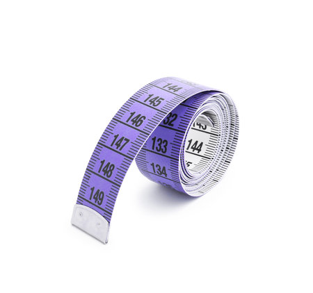 One flexible measuring tape isolated on white