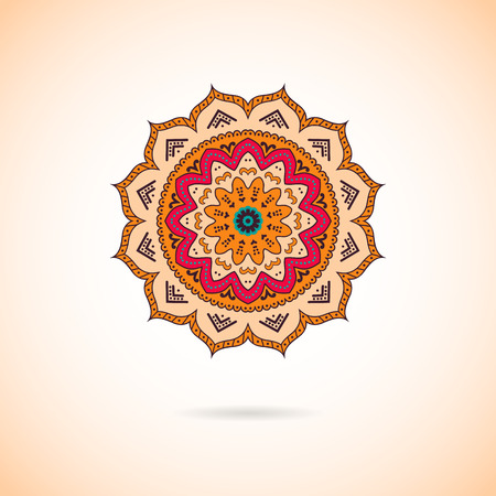 Ornamental colorful mandala. Stylish geometric pattern in oriental style. Vector illustration.のイラスト素材