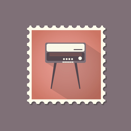 Retro style radiogram flat stamp with shadow. Vector illustration.のイラスト素材
