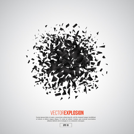 Abstract black explosion. Geometric elements, white background. Vector illustration.のイラスト素材