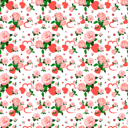 Seamless roses pattern for Valentines day. Vintage floral background. Vector illustration.のイラスト素材