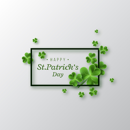 St. Patrick's Day background. Holiday design with leaves and frame for greeting. Vector illustration.のイラスト素材