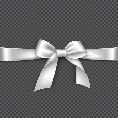 Realistic white bow and ribbon. Element for decoration gifts, greetings, holidays vector illustration.のイラスト素材
