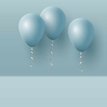 Realistic 3D blue ballons.のイラスト素材